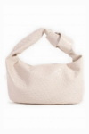A stylish weave knotted handbag with a unique braided handle, crafted from high-quality materials, perfect for casual and formal occasions.