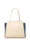 Off-white genuine leather tote bag with zipper and double handles