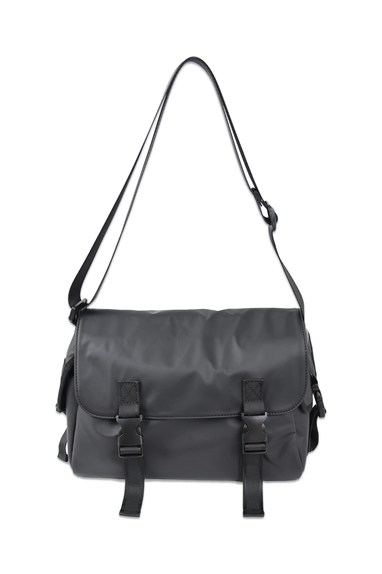 Lésysne Waterproof Daily Bag in Black with Adjustable Strap and Secure Buckle Closures.